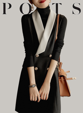 大牌2026秋冬季高级感丝光羊毛西装无袖连衣裙气质优雅马甲背心裙