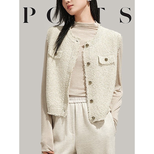 国际大牌2026秋季轻奢法式慵懒风小香风夹克粗花呢针织马甲女外套