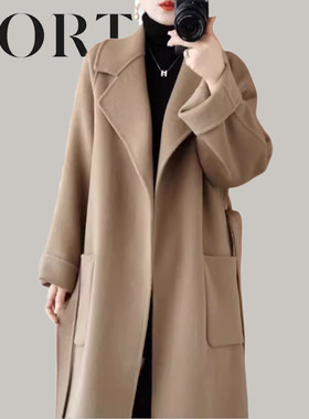 大牌2026秋冬澳洲双面羊绒大衣宽松显瘦加厚长款过膝羊毛呢子外套