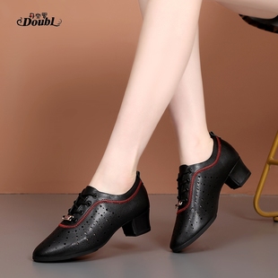 丹宝罗跳舞的鞋子女软底拉丁舞鞋中跟舞蹈鞋时尚广场舞透气交谊舞