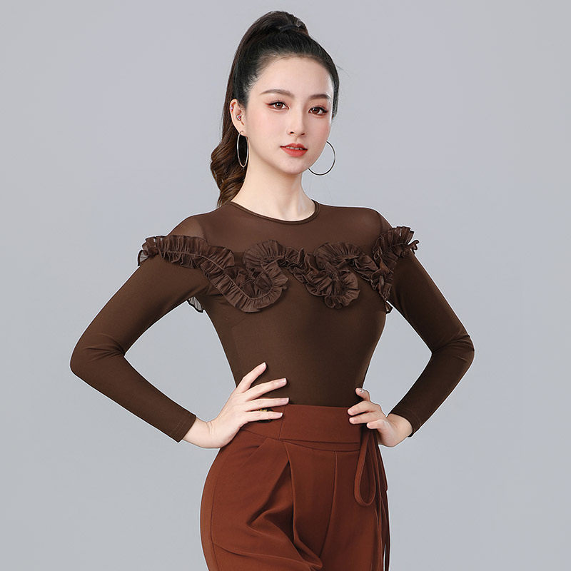 丹宝罗摩登舞上衣女专业连体衣练功服广场舞国标新款成人交谊舞服