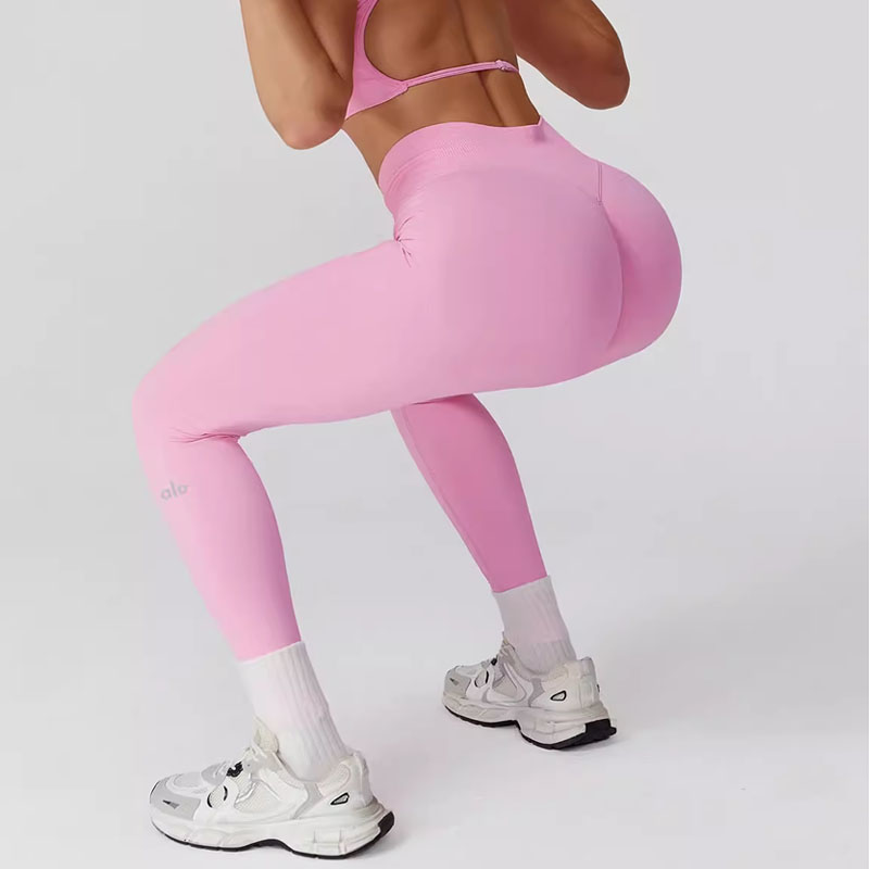 ALOUSAYOGA紧身瑜伽服长裤高腰显瘦缩褶蜜桃臀运动户外跑步健身裤