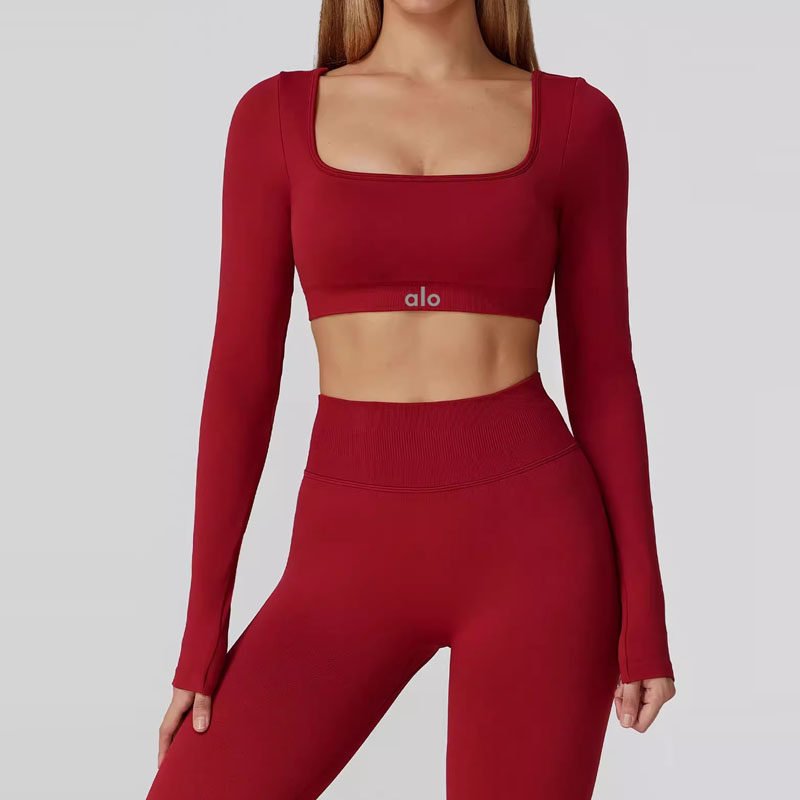 ALO镂空美背瑜伽长袖T恤女高级感方领修身运动跑步普拉提健身服秋,运动/瑜伽/健身/球迷用品,瑜伽t恤,淘宝优惠券,粉丝福利购,淘宝优惠卷