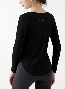ALO春秋季修身长袖运动瑜伽服女宽松透气露肩普拉提垂感健身上衣