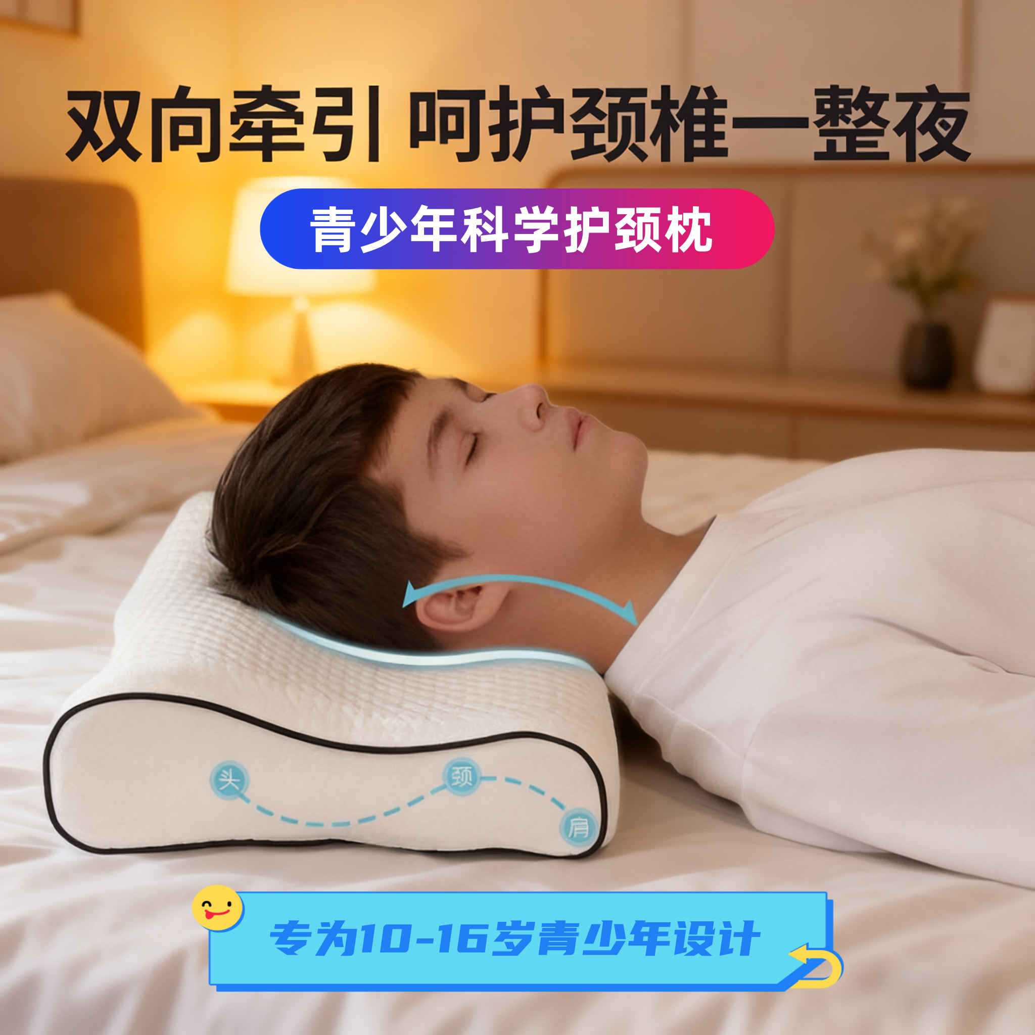 佳奥脊椎养护睡眠枕护颈椎学生枕头10-16岁中学生高中生青少年枕
