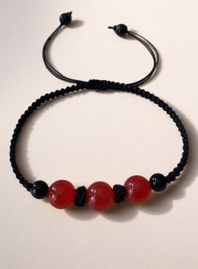 景区定制刻字红玛瑙手绳情侣手链闺蜜链珠子姓名百家姓手工编织