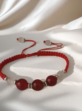 【定制刻字】ins生日礼物本命年情侣红绳姓名手链纯手工编织手绳