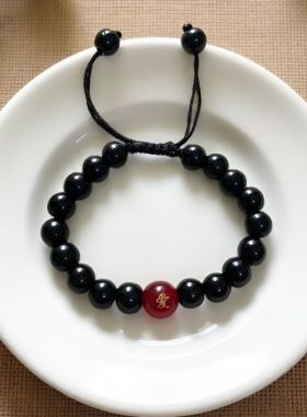 定制刻字情侣款男女玛瑙手链文艺复古刻名字姓名串珠红绳百家姓