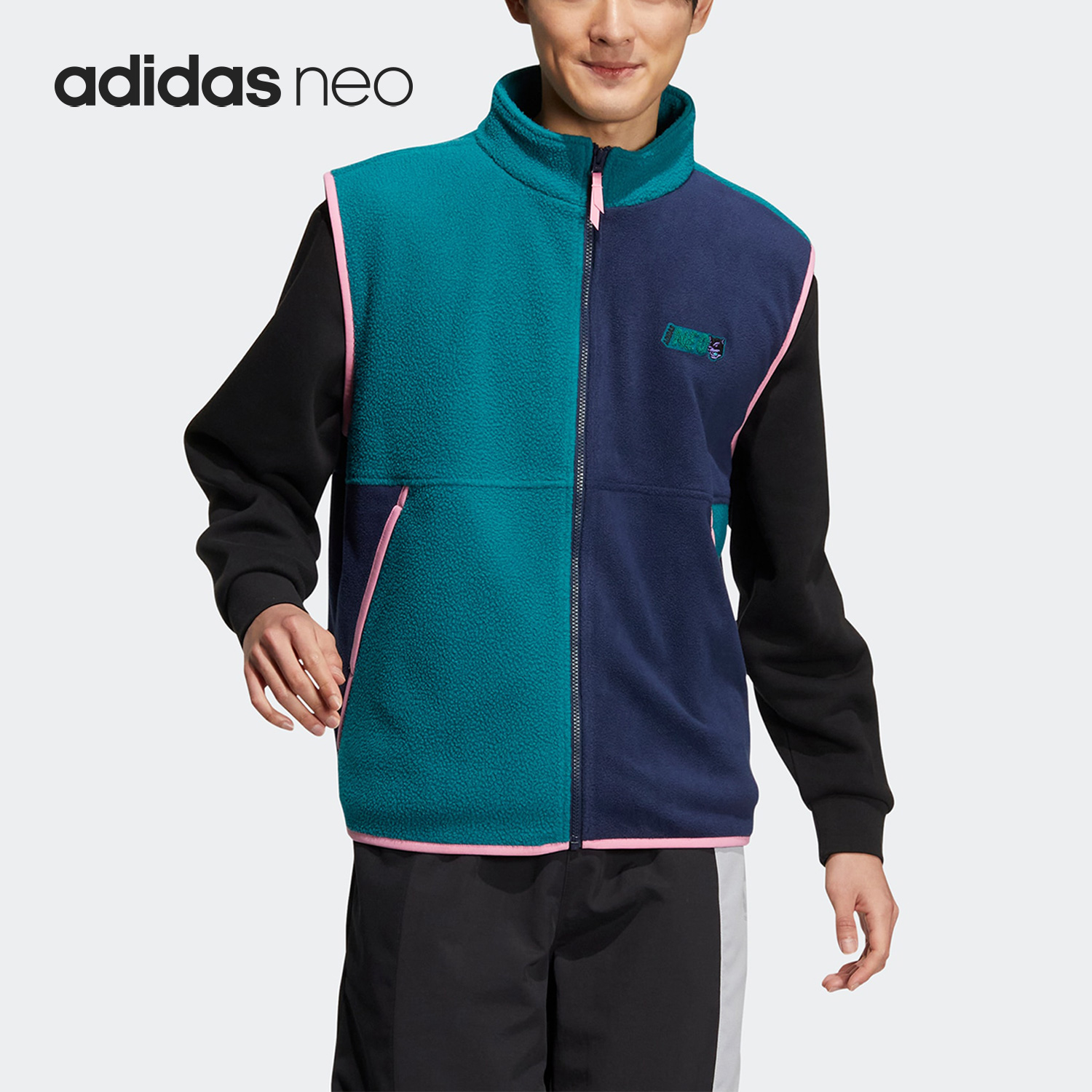 Adidas/阿迪达斯官方正品NEO男女宽松运动保暖棉休闲马甲HN4754