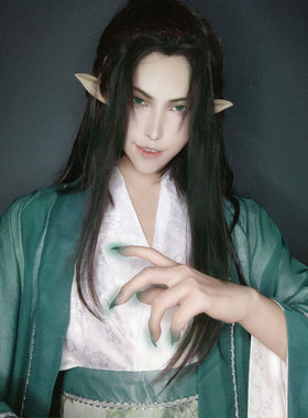 现货青鬼戚容男古风cos服古装cosplay动漫服装套装深绿色定制征集