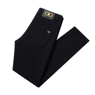2025春秋新款高档黑色牛仔裤男厚款修身直筒高弹力轻奢裤子薄款