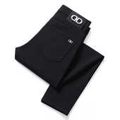 小直筒商务高腰休闲长裤 高端弹力春夏季 男修身 黑色牛仔裤 子 薄款