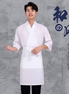 日本料理店白色厨师工作服