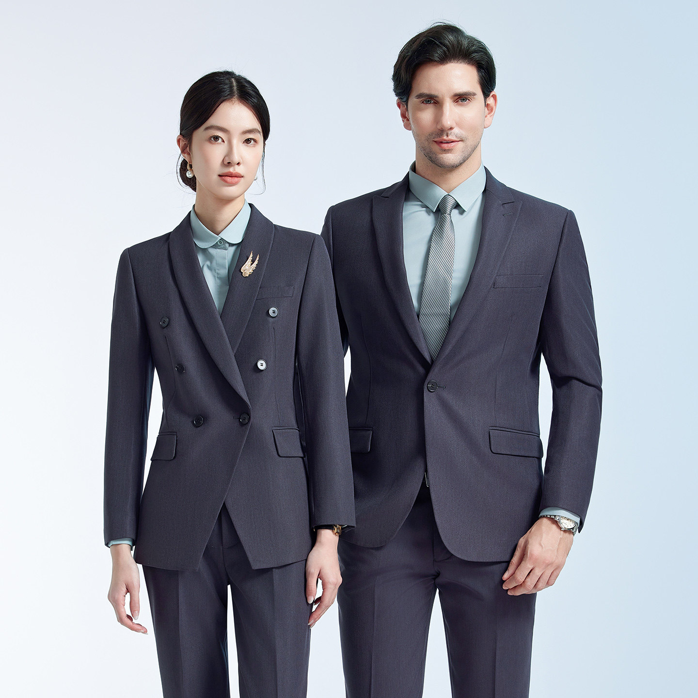 双排扣女西装商务正装男士西服套装秋季职业装通勤售楼部工作服