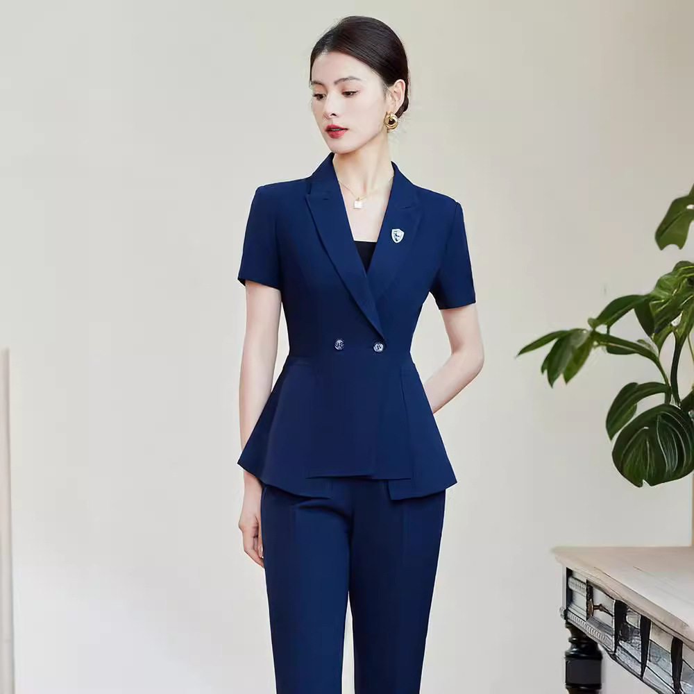 夏季新款短袖职业套装气质女神范珠宝店售楼部酒店前台物业工作服