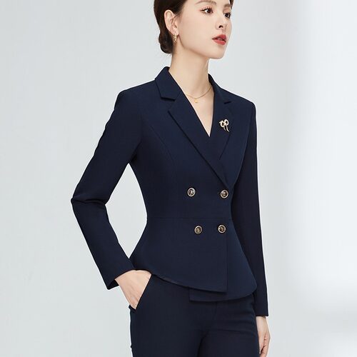 双排扣女西装职业套装女工作服