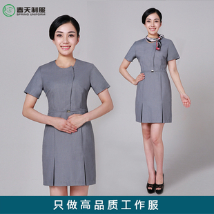 酒店前台客服物业礼仪迎宾连衣裙美容医院导医服空姐服装短袖夏装