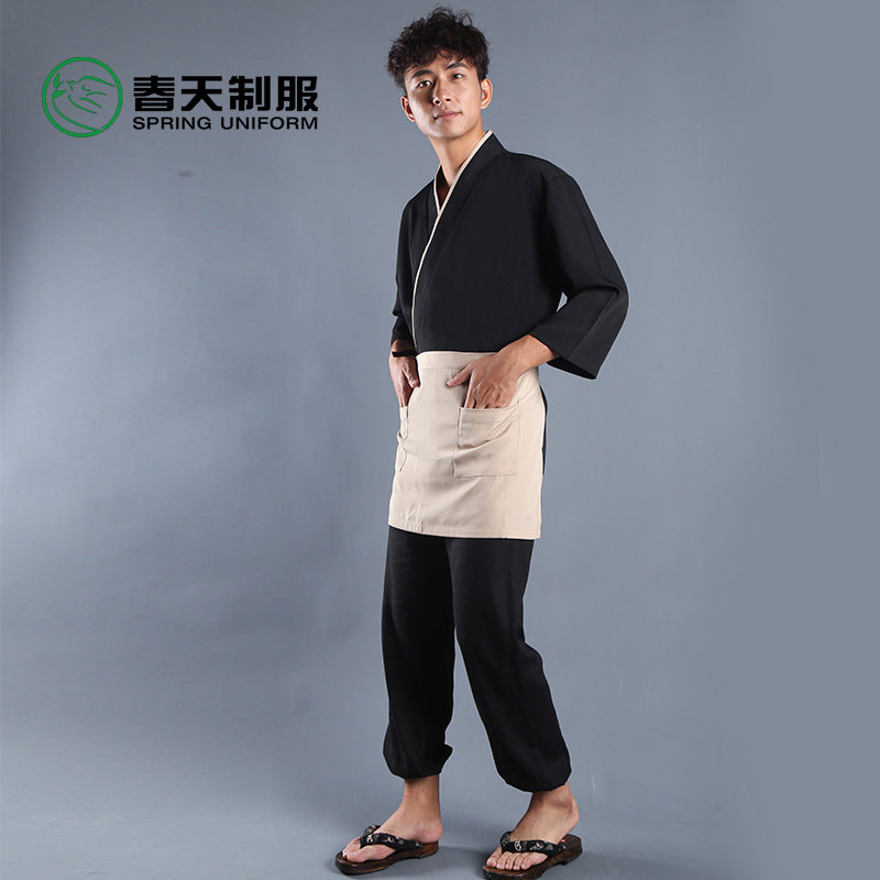 日本料理店日式厨师服寿司店男士工作服日料店男服务员工作装和服
