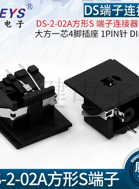DS-2-02a方形S端子连接器 大方一芯4脚插座 1PIN针 DIN母座