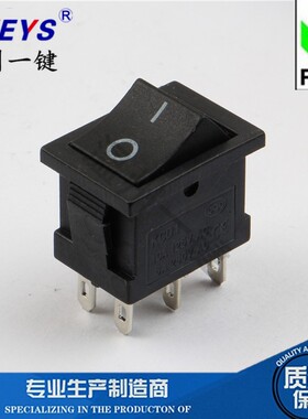 音响专用船型翘板开关2档6脚15*21黑色KCD1-106电源按钮全铜烤枪