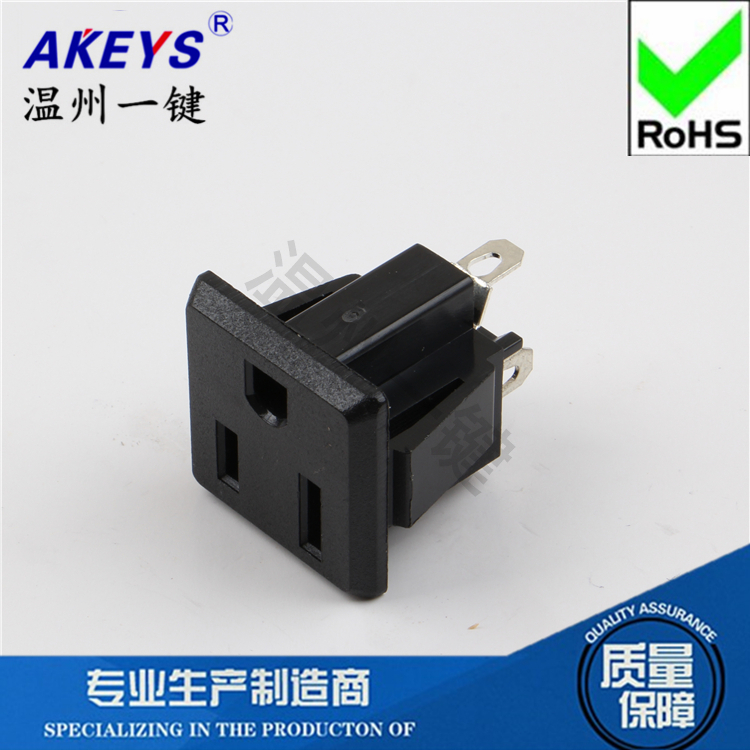 AC-08 直脚AC电源接口美标插座10A250V DB器具直脚217 SS-6B
