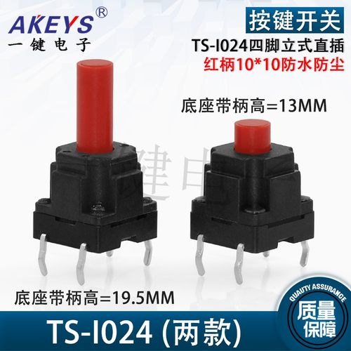 TS-I024四脚立式直插10*10洗衣机专用防水防尘轻触按键开关10X10