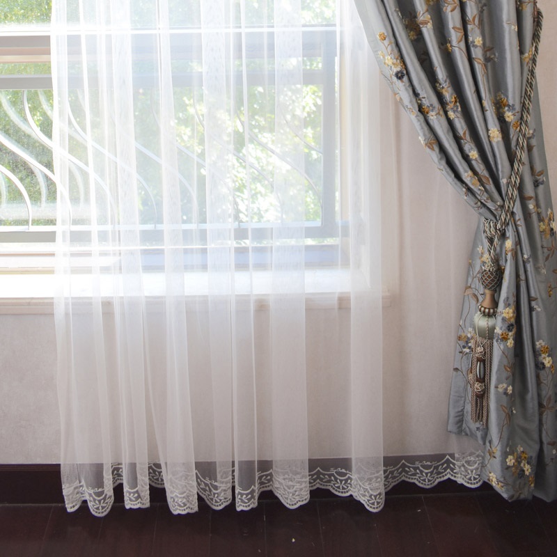 土耳其进口网眼蕾丝绣花定制白纱