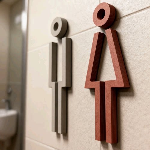 水泥材质卫生间男女标识