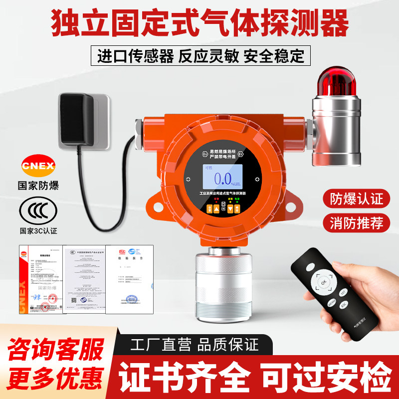 独立插电式工业消防可燃气体报警器氧气氨气硫化氢气浓度探测器 - 实物图
