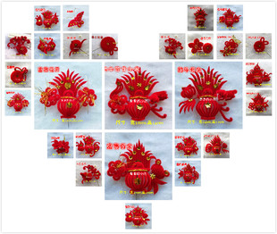 包邮 2026年新款 红绒花聚宝盆妈妈婆婆花过年头花天津满25元