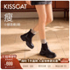 追风靴 江疏影美洋同款 KISSCAT接吻猫 真皮厚底切尔西靴加绒女