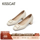 通勤气质方头粗跟单鞋 KISSCAT接吻猫 新款 时尚 银锭系列 26年春季