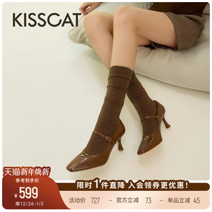 翎羽系列 复古设计玛丽珍单鞋 25新款 高跟鞋 女 法式 KISSCAT接吻猫