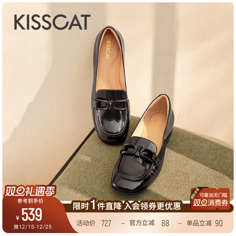 接吻猫通勤复古乐福鞋