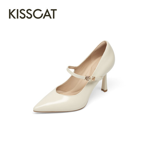 KISSCAT接吻猫[得薪应手]舒适气质26春季新款尖头玛丽珍高跟鞋