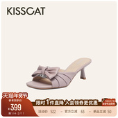 甜梦巴黎 凉鞋 拖鞋 KISSCAT接吻猫 舒适高跟拖鞋 外穿法式 女夏季