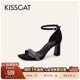 星河系列 舒适气质高跟鞋 黑色法式 KISSCAT接吻猫 一字带凉鞋 女