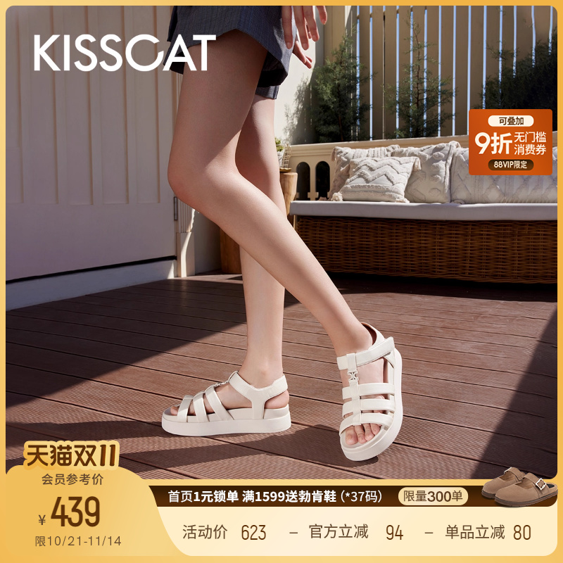 接吻猫休闲凉鞋轻便复古