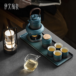 办公室泡茶壶家用暖茶炉蜡烛明火保温加热台 伊文陶瓷功夫茶具套装