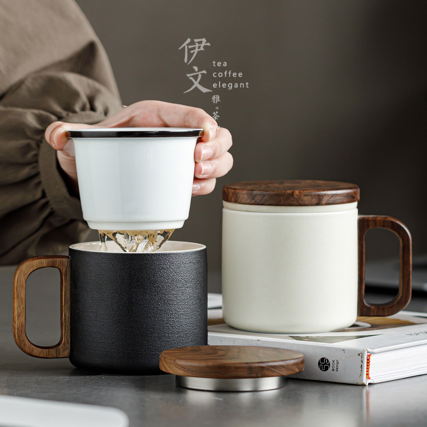 伊文陶瓷半见马克杯定制送男友