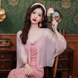 雪纺防晒衣女款2025年夏季薄款百搭小披肩配裙子外搭开衫短款上衣