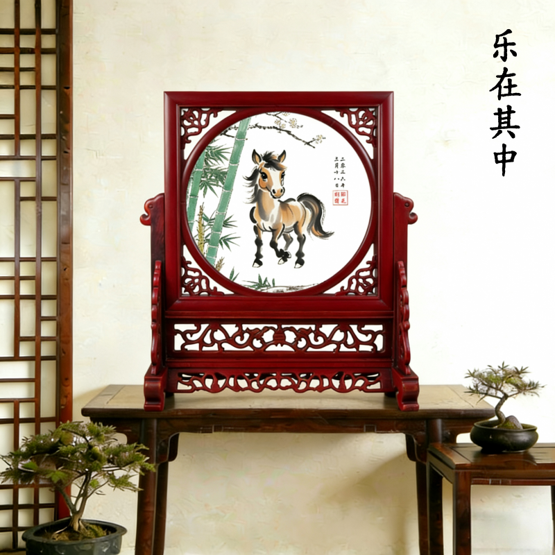 胎毛绣北京上门胎发制作胎毛笔脐带章胎毛刺绣马年苏绣双面胎发绣