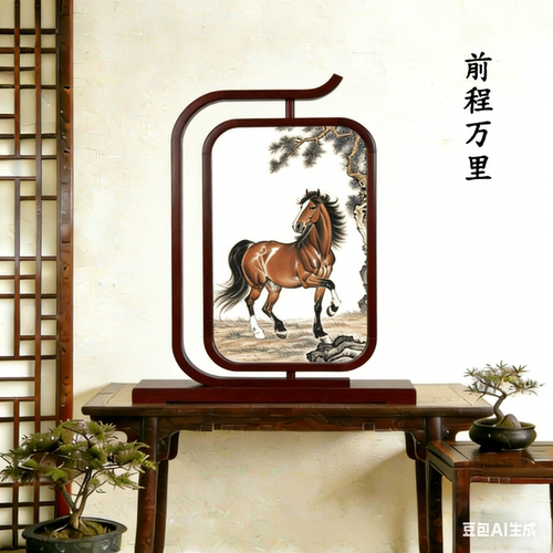 北京上门满月理发双面马年胎毛绣
