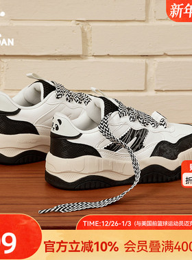 乔丹熊猫面包鞋女款运动板鞋潮流增高厚底休闲黑色运动板鞋女鞋