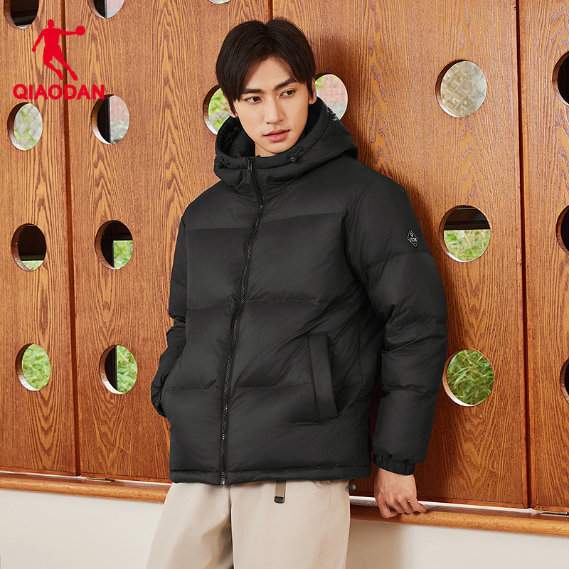 乔丹羽绒服男士冬季新款防风加厚保暖休闲外套面包服黑色爸爸棉服