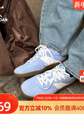 乔丹海盐蓝色T头鞋波浪德训鞋冬季薄底鞋女款运动板鞋复古学生鞋