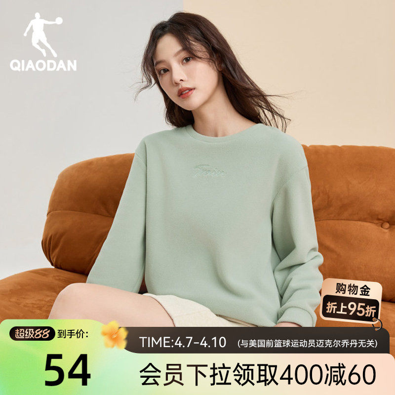 乔丹运动卫衣女2025年冬季新款加绒保暖上衣圆领时尚舒适套头衫女