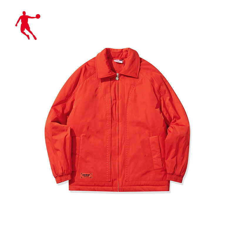 乔丹运动棉服男2025冬季时尚新年款红色梭织保暖防风潮流宽松外套