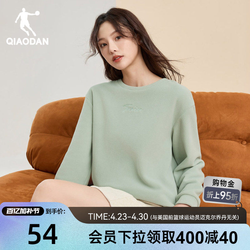 乔丹运动卫衣女2025年冬季新款加绒保暖上衣圆领时尚舒适套头衫女