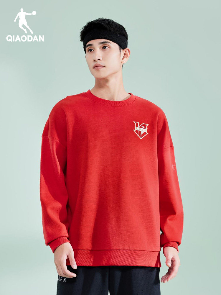 CHINA JORDAN SPORTS RED SWEATSHIRT MENS SPRING 2025 NEW MENS LOOSE CASUAL PRINT KJ BASKETBALL TOP